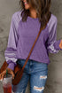 Contrast Print Striped Raglan Crew Neck Loose Long Sleeve Top